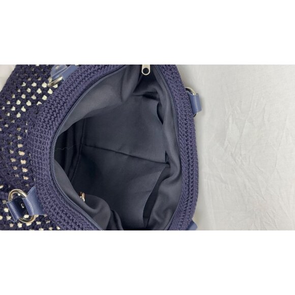 The Sak Navy Crochet Tote Bag With Zipper Pocket & Shoulder Straps - Picture 5 of 16